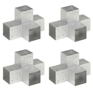 vidaXL stolpebeslag X-form 4 stk. 101x101 mm galvaniseret metal