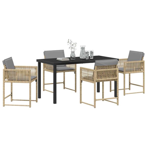 vidaXL Have Spisebordssæt 5 pcs Beige polyrattan