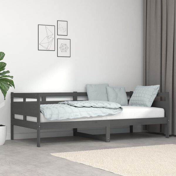 vidaXL daybed 90x200 cm massivt fyrretr&aelig; gr&aring;