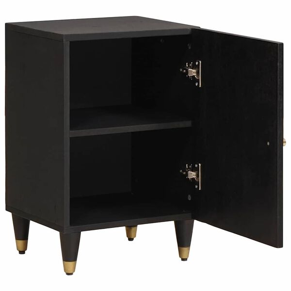 vidaXL Badev&aelig;relsesskab med d&oslash;r Sort 38 x 33 x 58 cm Massivt mangotr&aelig;