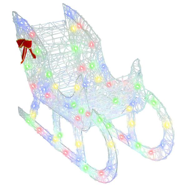 vidaXL Rensdyr Trækker Slæde farverig 70 x 26 x 128,5 cm Akryl