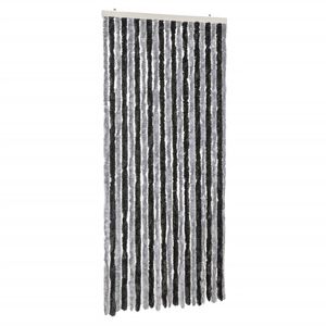 vidaXL flueforh&aelig;ng 90x220 cm chenille gr&aring; og sort