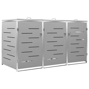vidaXL tredobbelt skraldespandsskjuler 207x77,5x115 cm rustfrit st&aring;l