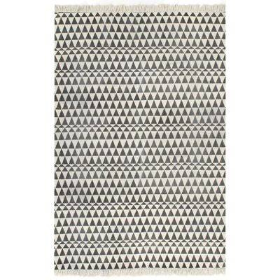 vidaXL kilim-tæppe med mønster bomuld 160 x 230 cm sort/hvid