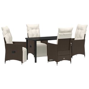 vidaXL Have Spisebordss&aelig;t med pude 5 pcs Brun polyrattan