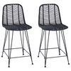 vidaXL Barstol 2 stk. Sort 44,5 x 54,5 x 97,5 cm Rattan og Jern
