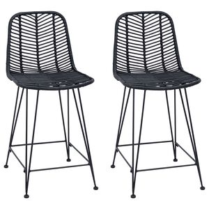 vidaXL Barstol 2 stk. Sort 44,5 x 54,5 x 97,5 cm Rattan og Jern