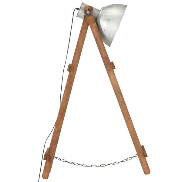 vidaXL gulvlampe E27 massivt mangotr&aelig; s&oslash;lvfarvet