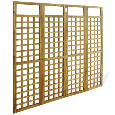 vidaXL 4-panels rumdeler/tremmeværk massivt akacietræ 160x170 cm