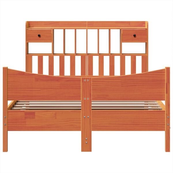 vidaXL sengeramme uden madras 140x190 cm massivt fyrretr&aelig; gyldenbrun