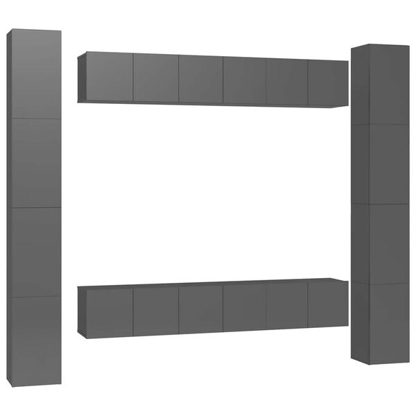 vidaXL tv-skabss&aelig;t 6 dele konstrueret tr&aelig; gr&aring; h&oslash;jglans