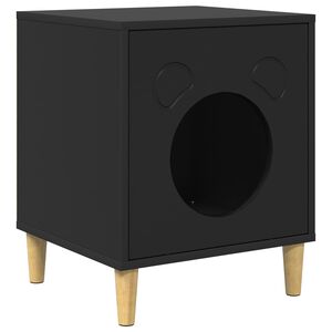 vidaXL Kat Hus Sort 42,5 x 40 x 53 cm Konstrueret tr&aelig;