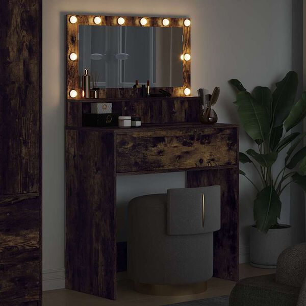 vidaXL Sovev&aelig;relsessminkeborde med skuffe R&oslash;get eg 80 x 39,6 x 135 cm