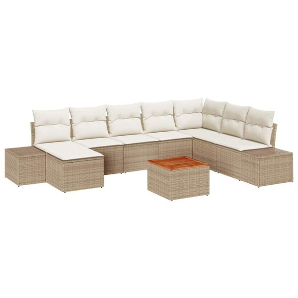 vidaXL Havesofa Sæt 9 pcs Beige og hvid