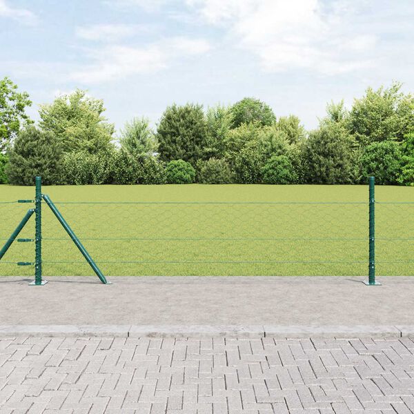 vidaXL Hegnspæl Grøn 25 x 0,4 m (50 mm net) Stål og PVC