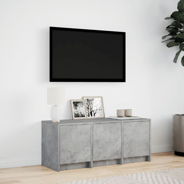 vidaXL tv-bord med LED-lys 97x34x40 cm konstrueret tr&aelig; betongr&aring;