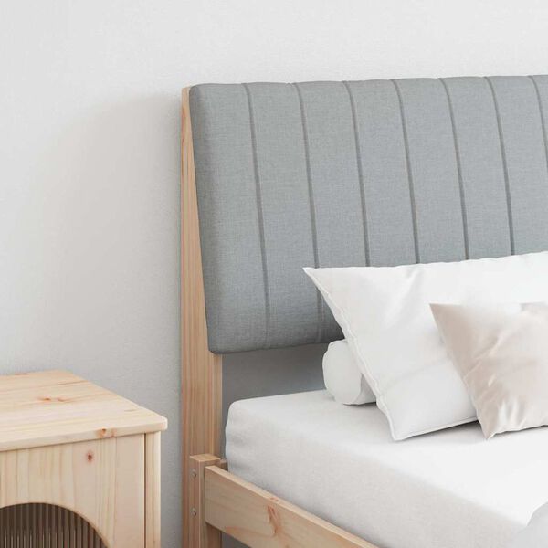 vidaXL Polstret sengegavl Lysegr&aring; 200 cm Massiv fyrretr&aelig;