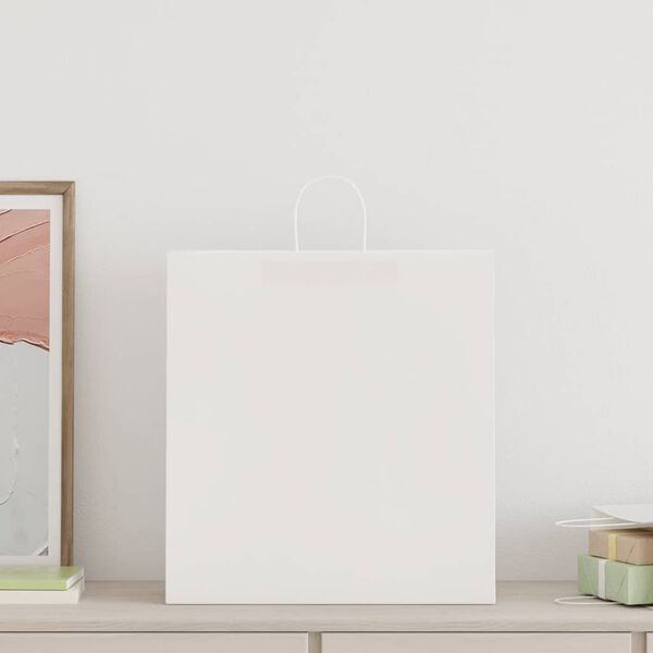 vidaXL papirposer 250 stk. med håndtag 45x17x48 cm hvid