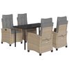 vidaXL spisebordss&aelig;t til haven 5 dele med hynder polyrattan beige