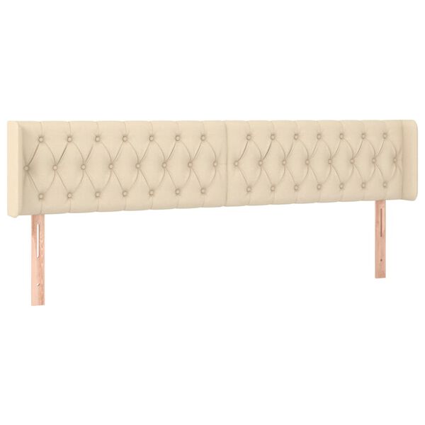 vidaXL sengegavl med kanter 203x16x78/88 cm stof cremefarvet