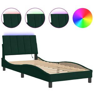 vidaXL sengeramme med LED uden madras Hanko 80x200 cm velour m&oslash;rkegr&oslash;n