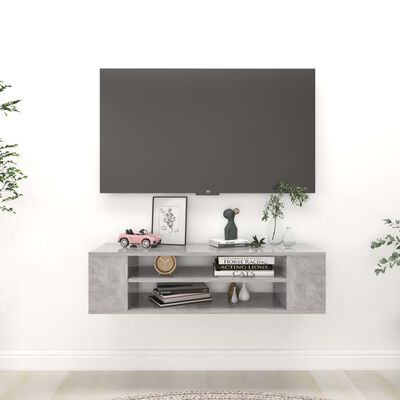 vidaXL væghængt tv-bord 100x30x26,5 cm konstrueret træ betongrå