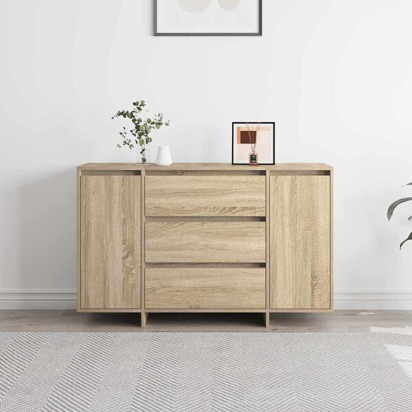 vidaXL Sideboard med skuffe Sonoma eg 120 x 41 x 75 cm Konstrueret tr&aelig;