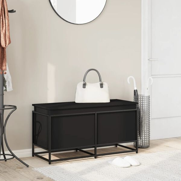 vidaXL opbevaringsboks med l&aring;g 100x40x51,5 cm konstrueret tr&aelig; sort