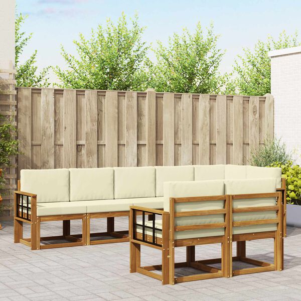 vidaXL Udend&oslash;rs sofagruppe med pude 8 pcs Naturlig og Fl&oslash;de