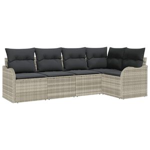 vidaXL Havesofa S&aelig;t 5 stk. Lysegr&aring; polyrattan