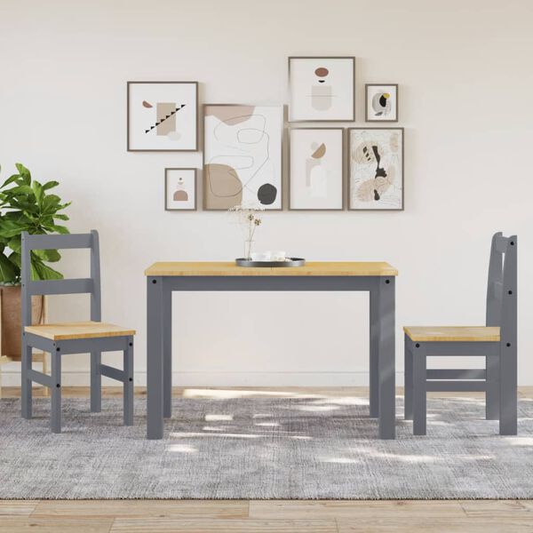 vidaXL spisebordsstole 2 stk. Panama 40x46x90 cm massivt fyrretræ grå