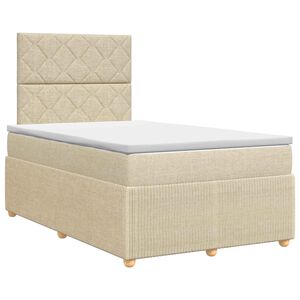 vidaXL Boxmadras med topmadras Cremefarvet 120 x 190 cm Stof