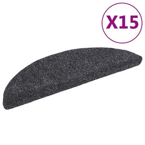 vidaXL trappem&aring;tter selvkl&aelig;bende 15 stk. 56x17x3 cm m&oslash;rkegr&aring; halvrunde