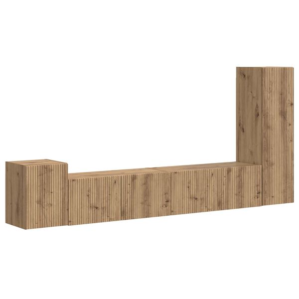 vidaXL TV-m&oslash;bels&aelig;t V&aelig;gmonteret 3 pcs Artisan Egetr&aelig; Konstrueret tr&aelig;