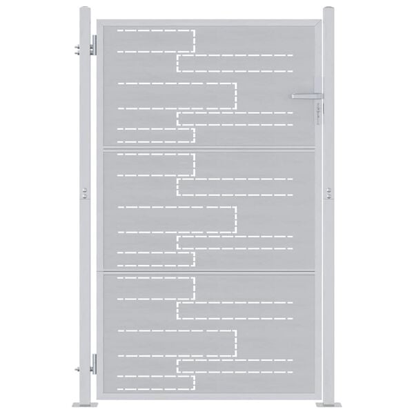 vidaXL Haveport med lås Sølv 100 x 125 cm Rustfrit stål