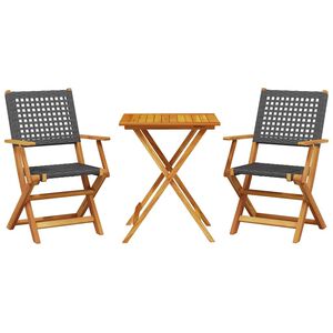 vidaXL bistros&aelig;t 3 dele polyrattan og massivt tr&aelig; sort