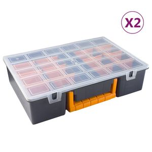 vidaXL sortimentskasser med skillev&aelig;gge 2 stk. 360x250x85 mm PP
