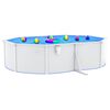 vidaXL swimmingpool med st&aring;lv&aelig;g 490x360x120 cm oval hvid