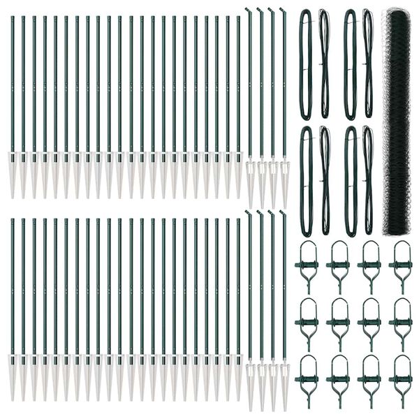 vidaXL Hegn med stolper Grøn 1.6 x 100 m PVC-belagte stål