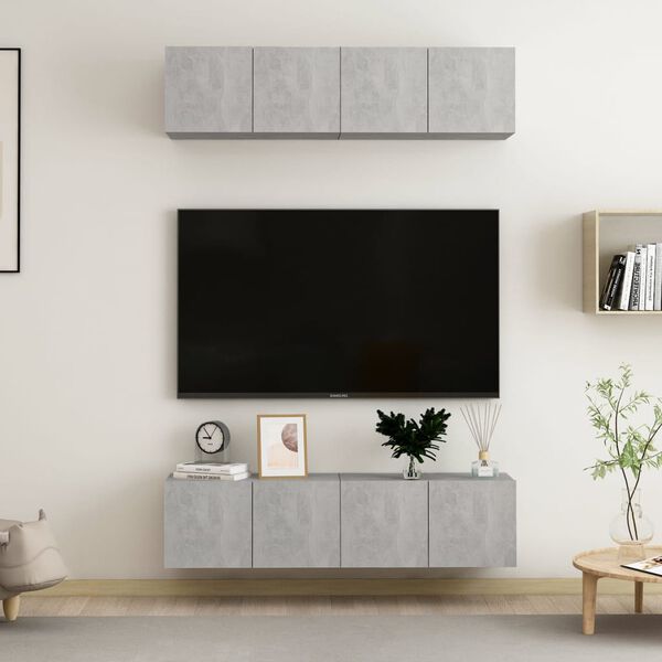 vidaXL tv-skabe 4 stk. 60x30x30 cm konstrueret tr&aelig; betongr&aring;