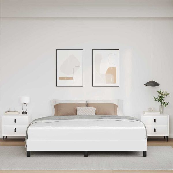 vidaXL Sengestel med madras Ren Hvid 180 x 200 cm Stof