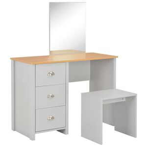 vidaXL toiletbord med spejl og skammel 104x45x131 cm gr&aring;