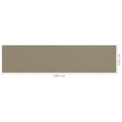 vidaXL altanafskærmning 120x500 cm HDPE gråbrun