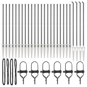 vidaXL Hegnspæl Andet 26 pcs Sølv 3.2 x 3.2 x 170 cm Stål