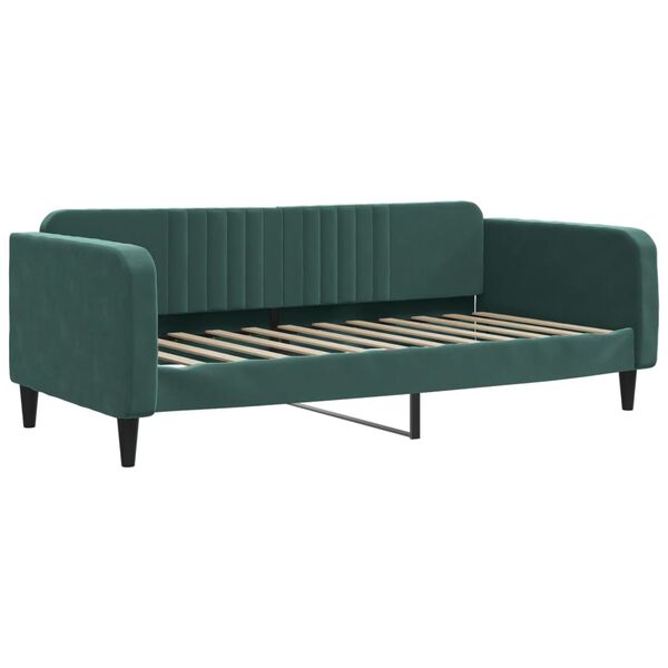 vidaXL daybed 90x200 cm velour m&oslash;rkegr&oslash;n