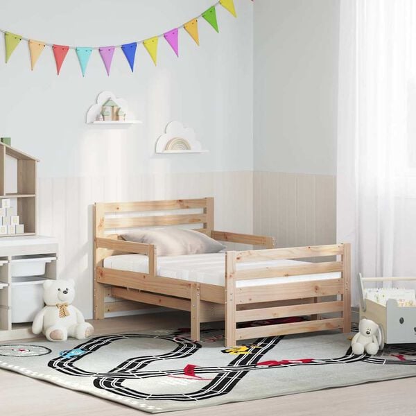 vidaXL Sengestel med madras Brun 80 x 200 cm Massiv fyrretr&aelig;