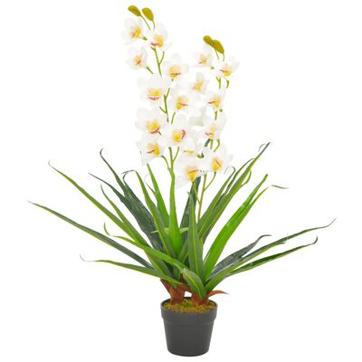 vidaXL kunstig plante orkidé med urtepotte hvid 90 cm