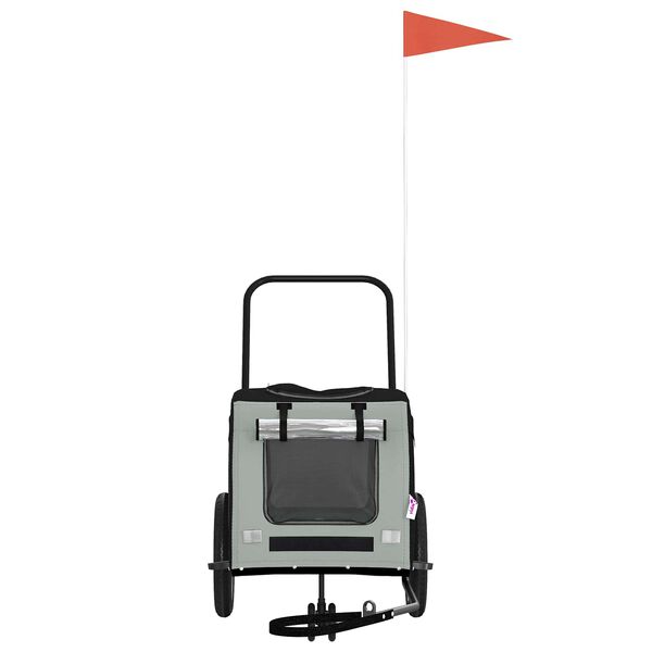 vidaXL Cykelanhænger til kæledyr Grå og sort 125 x 53 x 54 cm