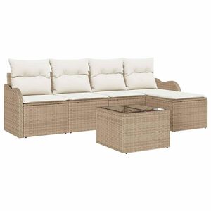 vidaXL Havesofa S&aelig;t med pude med opbevaring 6 pcs Brun Poly rattan