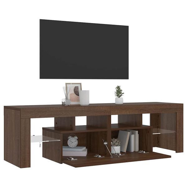 vidaXL tv-bord med LED-lys 140x36,5x40 cm brun egetr&aelig;sfarve